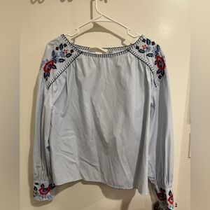 H&M Embroidered Blue Top, Size 6